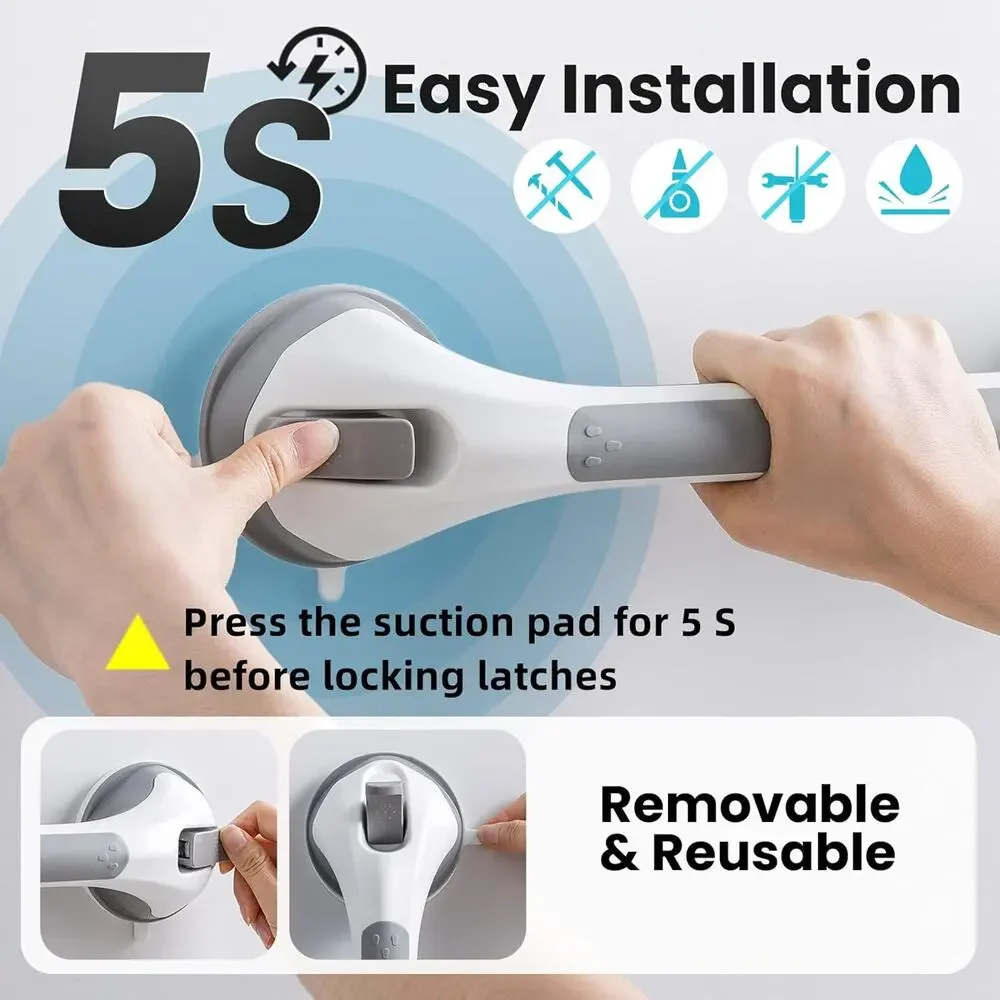 NEW TAILI Grab Bars for Bathtubs and Showers 2 Pack Suction Grab Bar, Heavy Duty - Picture 5 of 8